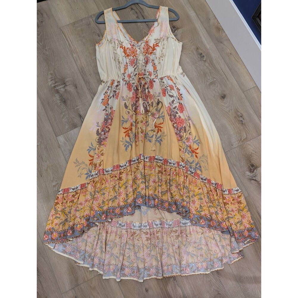 City Chic XL Boho Hi Lo Maxi Dress Festival Cottagecore Prairie Floral V Neck - Picture 3 of 15